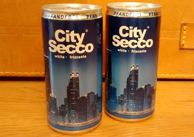 REWE City Secco white frizzante, Perlwein und Dosen-Prosecco