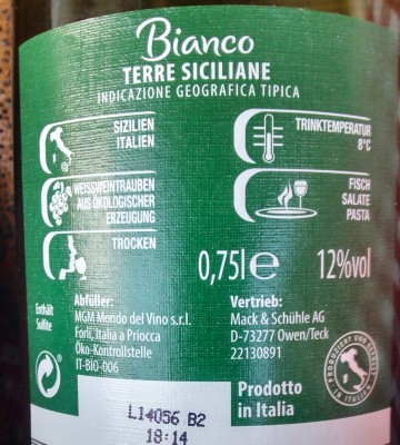 ALDI-Bio-Wein: Bianco Terre Siciliane im 2013 IGT Test